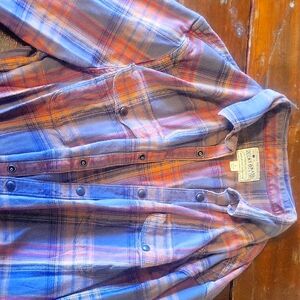 Lucky Brand Grey and Orange Casual Button Down Shirt